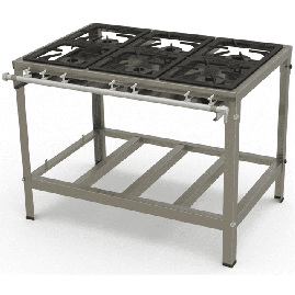 Fogo Industrial Inox Baixa Presso 6 Queimadores Chama Dupla